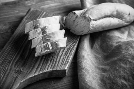 Rustic composition with a rough linen napkin. Toned.