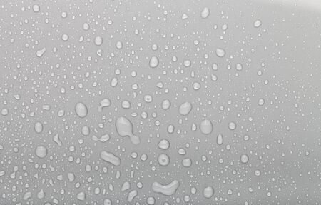 Drops of water on a color background. Grey.