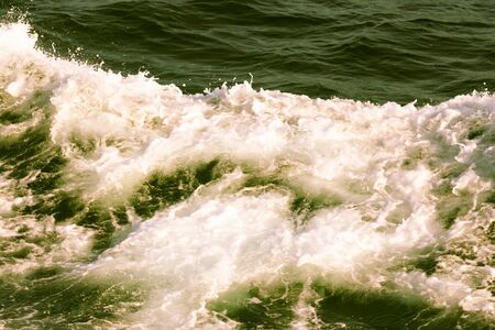 White crest of a sea wave. Selective focus. Shallow depth of field. Toned.