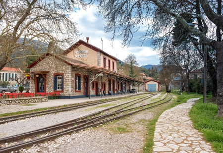The Old Traditional Railroad Station at Kalavryta,Greeceの写真素材