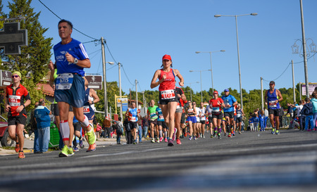 ATHENS,GREECE - NOV 13-2016: 34nd Athens Classic Marathon.Over 50,000 athletes from dozens of...