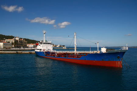 Ship water carrier on a greek island,Spetsesの写真素材