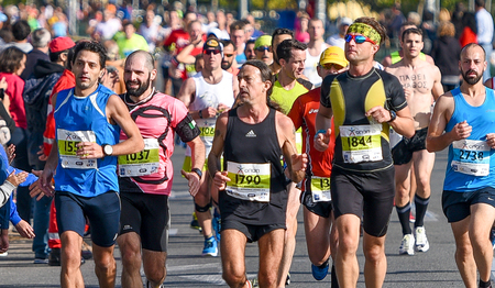 ATHENS,GREECE - NOV 8: 33nd Athens Classic Marathon.Over 45,000 athletes from dozens of countries took part in the classic authentic marathon ,November 8, 2015 in Marathon City, Athens,Greeceのeditorial素材