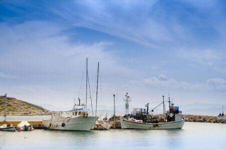 Fishing boats at marina of Pachi, Greece