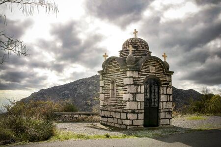 A small stone chapel by the road to Dimitsana village. Greeceの写真素材
