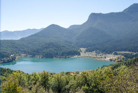 Lake Doxa is an artificial lake at an altitude of 900 meters, located in Ancient Feneos of Korinthia. Greeceの写真素材