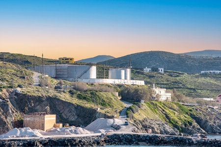 Part of Industrial area in Syros island, Aegean sea ,Greeceの写真素材