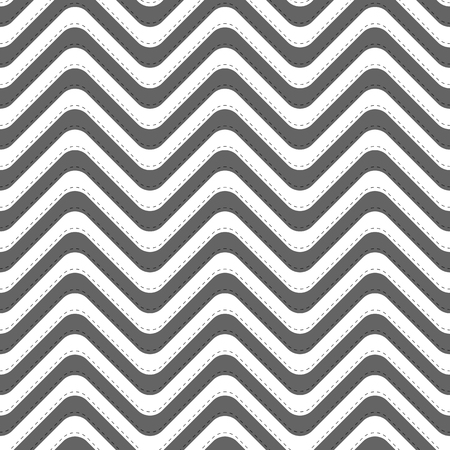 Wave pattern seamless black and white colors and black dashed line. Stripe abstract background vectorのイラスト素材