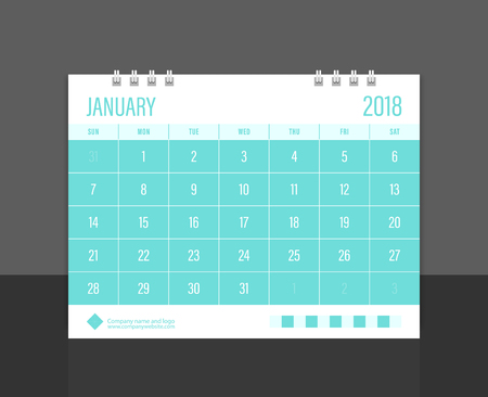 Calendar 2018 January week start on Sunday corporate design template vector.のイラスト素材