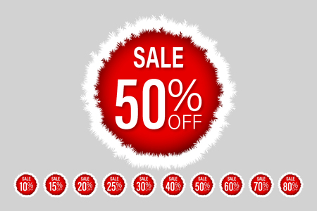 Christmas price tag promotion holidays season. Winter sale template discount label set.のイラスト素材