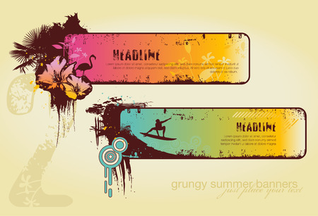 set of two grungy summer-bannersのイラスト素材
