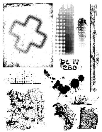 collection of different grungy textures and design-elementsのイラスト素材