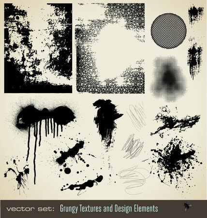 collection of grungy textures and design elementsのイラスト素材