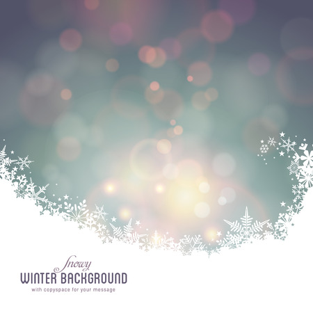 snowy winter background with defocused lightsのイラスト素材