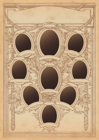 ornate photo frame for a group of nineのイラスト素材