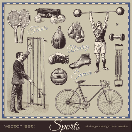 vector set: sports - collection of retro design elementsのイラスト素材