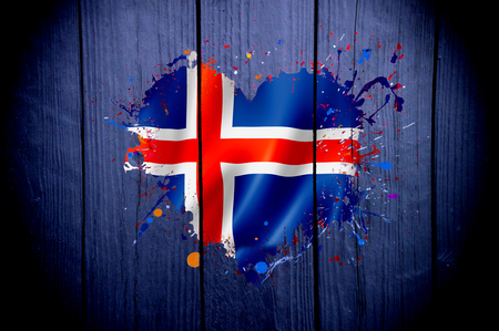 Flag of Iceland in the shape of heart on a dark backgroundの写真素材