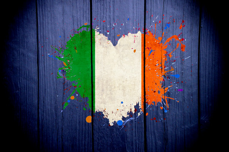 Flag of Ireland in the shape of heart on a dark backgroundの写真素材
