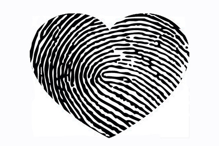 Heart with fingerprint patternの写真素材