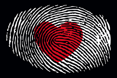 Fingerprint with heart insideの写真素材