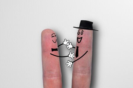 Friendship concept. Two fingers in the image of friends.の写真素材