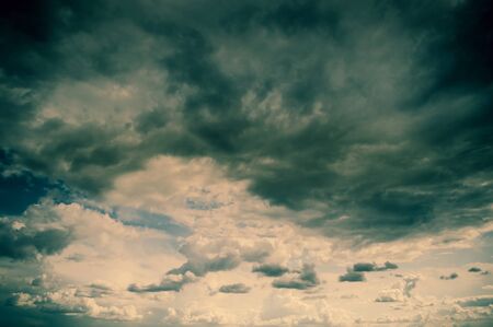 Thunderstorm from dense gray clouds close upの写真素材