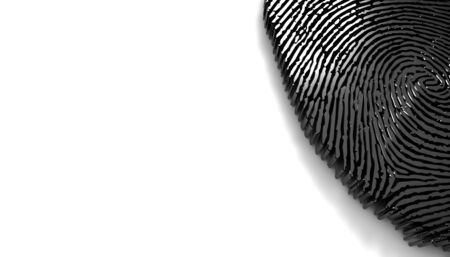 3D illustration black fingerprint on a white backgroundの写真素材