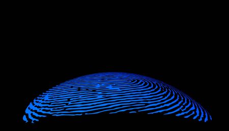 3D illustration of a fingerprint on a black background.
