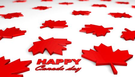 3D illustration for the holiday Canada Day, with the inscription HAPPY DAY OF CANADAの写真素材