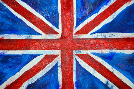 Great Britain flag painted with oil paints close upの写真素材