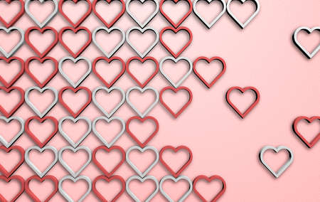 3D rendering background of many hearts close up