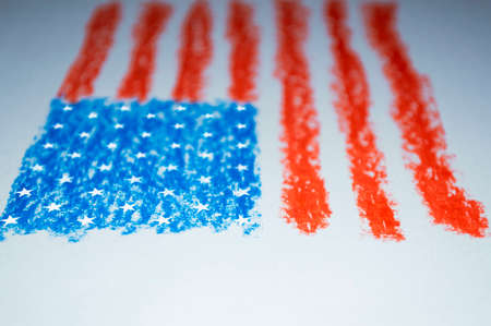 America flag drawn with pencils close upの写真素材