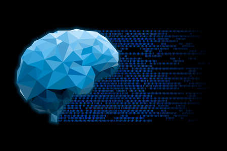 Human brain in polygonal style in detail