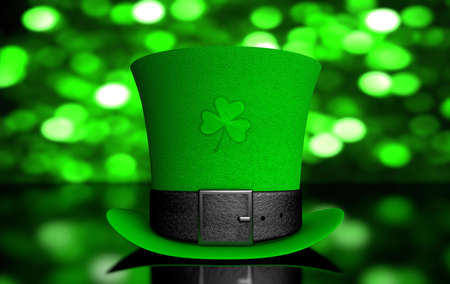 3D rendering Saint Patrick hat with gold coins. St. Patrick 's Dayの写真素材
