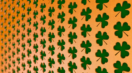 3d illustration background with many three leaf clovers in detail. St. Patrick 's Day