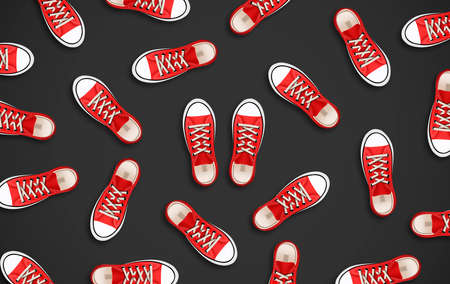 Background from a set of sneakers close upの写真素材
