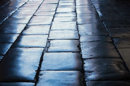 The road of stone is shining close upの写真素材