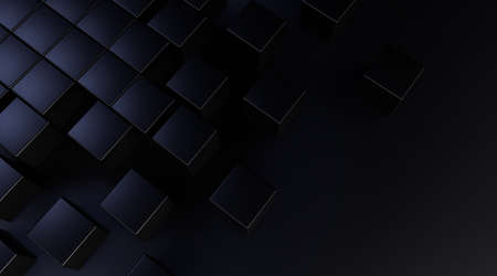 3d illustration of many cubes on a dark background close upの写真素材