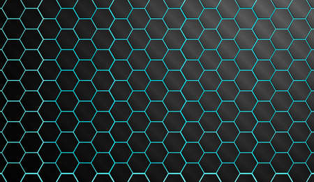 3D illustration background of hexagons in dark colors
