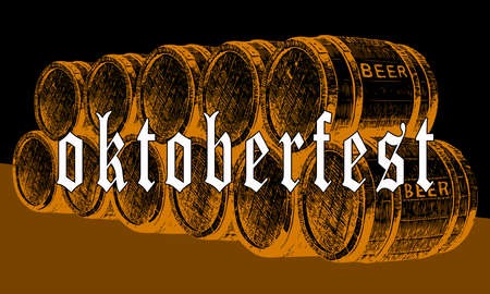 Oktoberfest. Barrels of beer in black and white style close upの写真素材