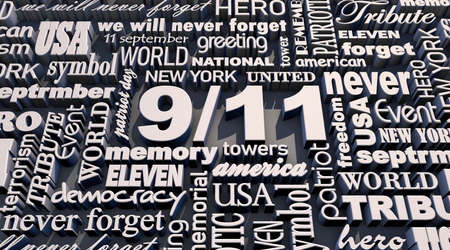3D rendering Patriot Day. USA patriot day 9.11 text effect in detail