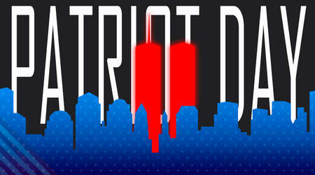 9/11 USA Never Forget September 11, 2001. Twin Towers WTC Skyscrapers Sillhouette. Patriot day, USA...
