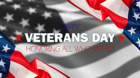 Veterans Day. Festive background with American flag with blur in the background close up.