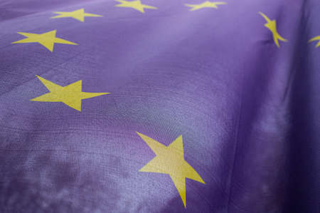 European Union flag close up in detailの写真素材