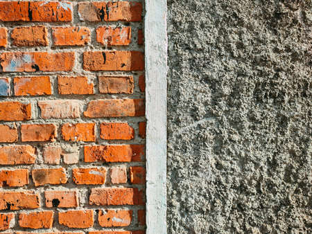 Background of brick wall and structural plaster close up.の写真素材