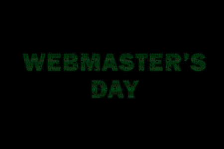 Webmasters Day text from binary code in green tones close up.の写真素材