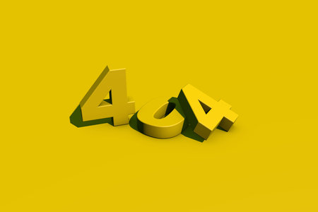 3D illustration Day of webmasters. Connection error 404. Text 404 in yellow colors close up.の写真素材