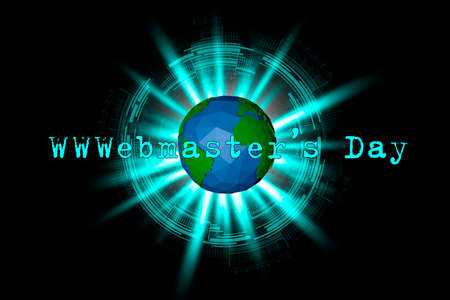 3D illustration Day of webmasters. Earth globe on a dark background close up.の写真素材