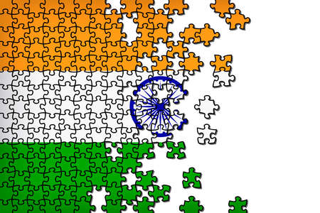 Flag of India in the form of puzzles in detail. Independence Day of India.の写真素材