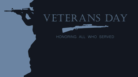 veterans day. Silhouette of a soldier with a weapon.の写真素材